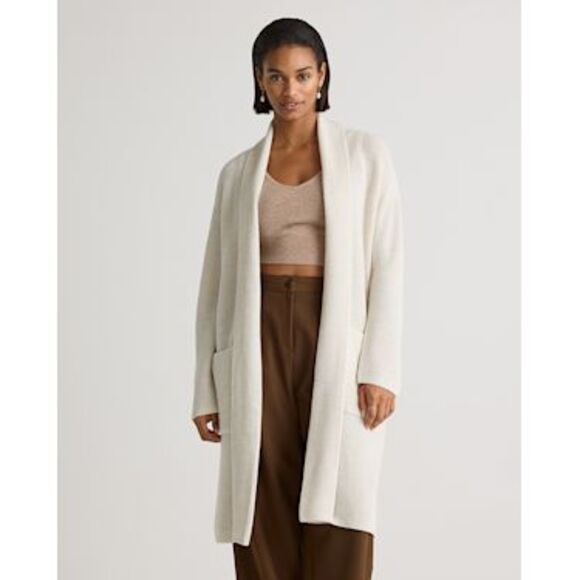 Quince Sweaters - Quince Women Australian Merino Wool Duster Cardigan Heather Bone Outerwear S